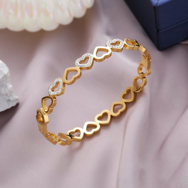 Heart-to-heart Buckle Diamond Bracelet Cold Style