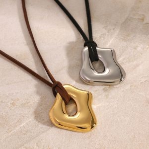 European And American Irregular Liquid Glossy Hollow Pendant Necklace