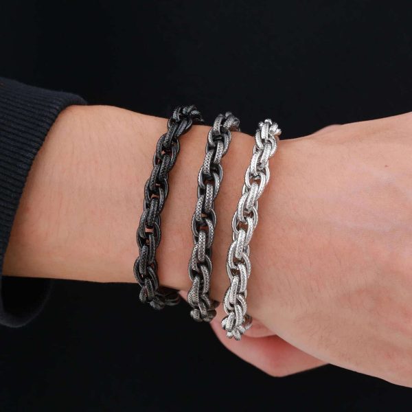 Twist Bracelet Vintage Old Made Male Gray Ornament