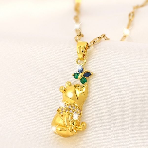 Micro Inlaid Zircon Bear Butterfly Temperament Entry Lux Necklace