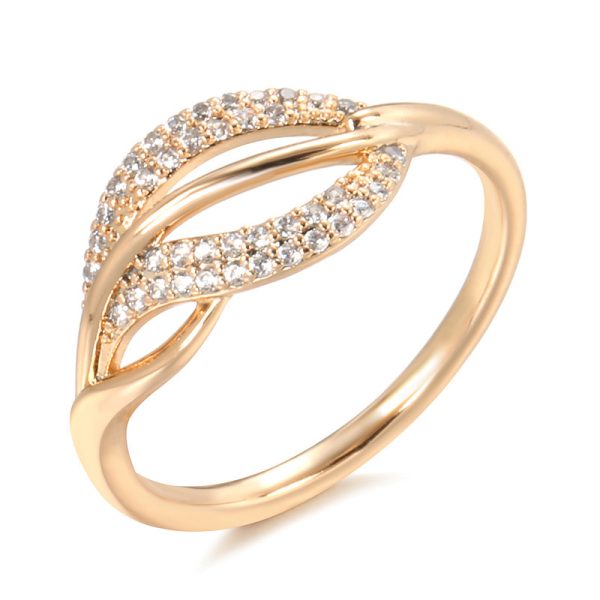 Rose Gold Zircon Fashion Feather Women's Ring