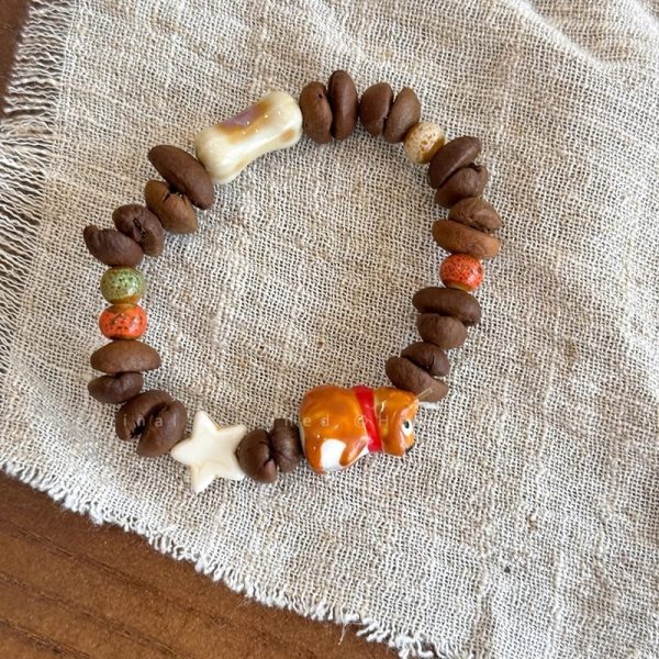 Coffee Bean Female Cartoon Puppy Simple Bracelet