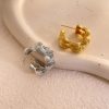 Fashion Simple Double Circle Plant Texture Ear Studs