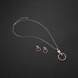 Simple Circle Alloy Earrings Necklace Jewelry Two-piece Set