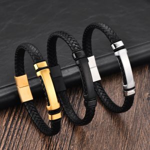 European And American Popular Simplicity Men's Weaving Leather Bracelet