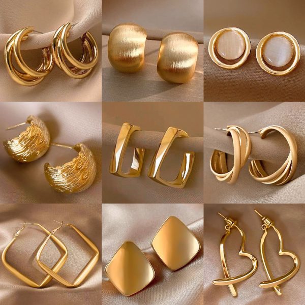 Female 2 Vintage Circle Earrings Special-interest Design Metal Earrings
