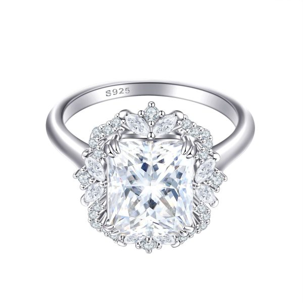4 Karat Zircon 810 Square Diamond Sterling Silver Ring For Women