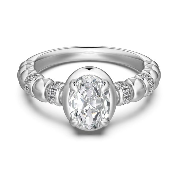 Oval Big Diamond Design French Elegant Elegant Round Ring