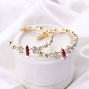 Double C Earrings Diamond Earrings Feminine Temperament Net Red European And American Exaggerated Large Circle Earrings