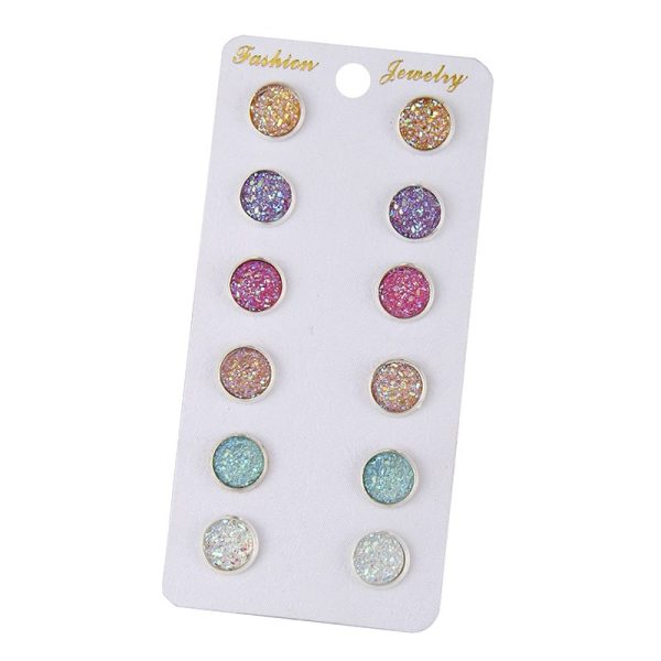 Diamond Stud Earrings 6 Pairs Combination Set Cycle Stud Earrings High-end Fashion Hot Selling Ear Rings
