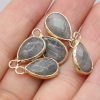 Natural Stone Drop-shaped Gold-plated Edge Pendant