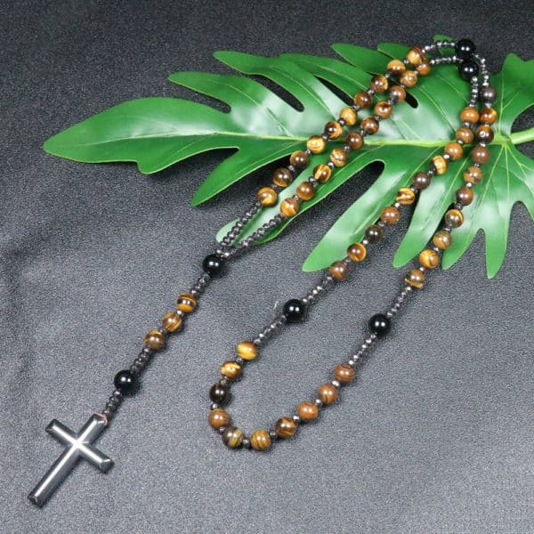 Natural Stone Cross Pendant Necklace