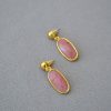 Oval Carved Real Stone Natural Stone Stud Earrings