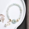 Natural Emerald Peace Buckle Pearl Bracelet For Women
