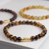 Tigereye Small Fish Pendant Handmade Beaded Bracelet