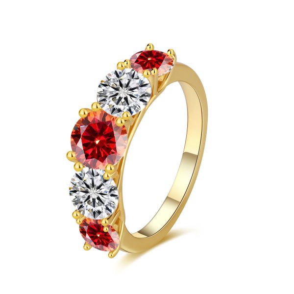 S925 Silver Simple Personality Trendy Micro-inlaid Moissanite Ring