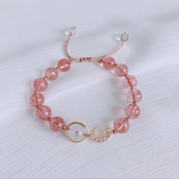 Hetian Jade Peach Blossom Strawberry Quartz Bracelet Girls' Crystal Bracelet