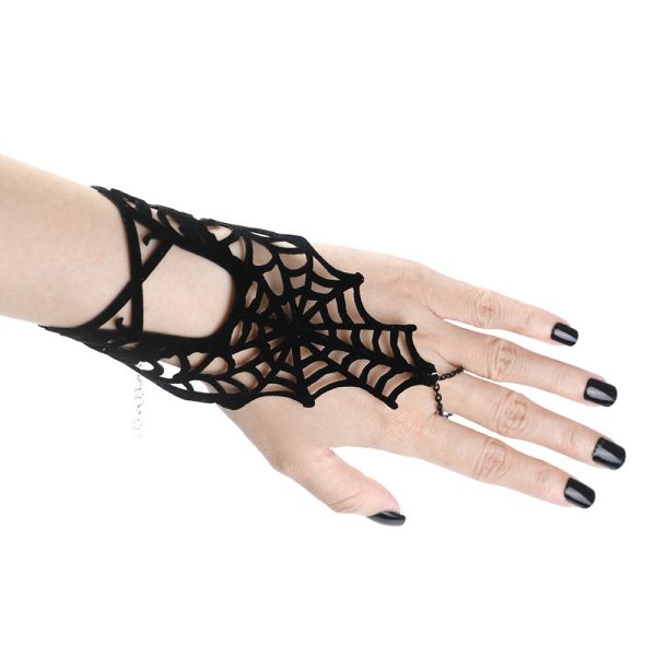 Dark Style Hollow Spider Web Finger Chain