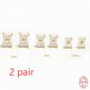 S925 Sterling Silver Petal Crystal Flowers Stud Earrings
