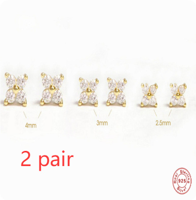 S925 Sterling Silver Petal Crystal Flowers Stud Earrings