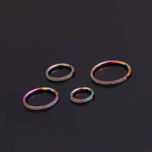Pure Stainless Steel Split Ring Round Set Zircon Earrings