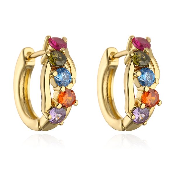 18K Gold Zircon Vintage Circle Earrings Female Special Interest Light Luxury