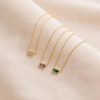 925 Sterling Silver Twelve Birthstone Square Clavicle Chain Women's Simple
