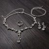 Silver Color Tone Crystal Tennis African Jewelry Set Earri Ng