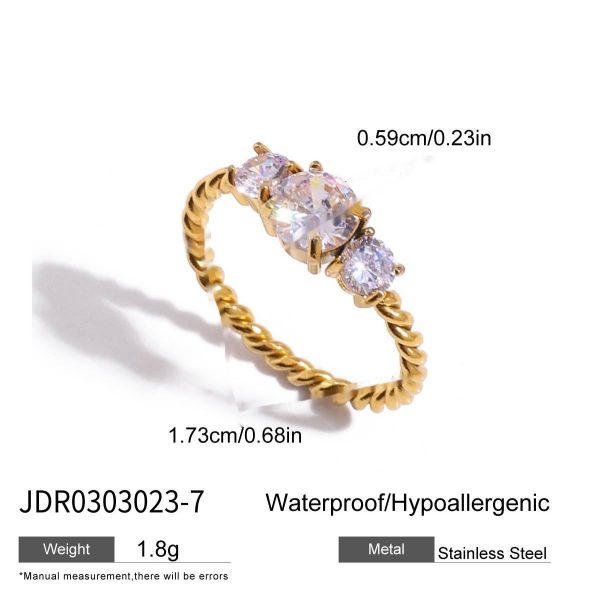 European And American Zircon Ring Titanium Steel No Fading