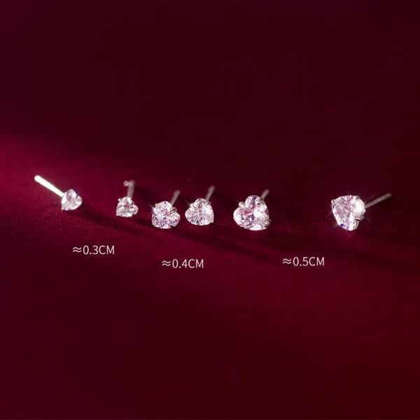 White Diamond Set Small Love Earrings