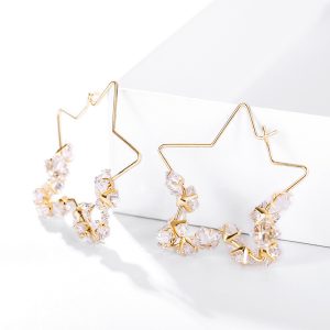 Hong Kong style exaggerated temperament large circle fashion earrings women's five-pointed star design sense fashion simple geometric creative earrings