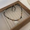Natural Beaded Stone Butterfly Necklace