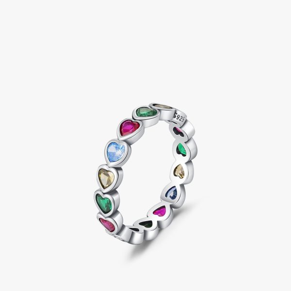 S925 Sterling Silver French Retro Distressed Love Heart-shaped Ring