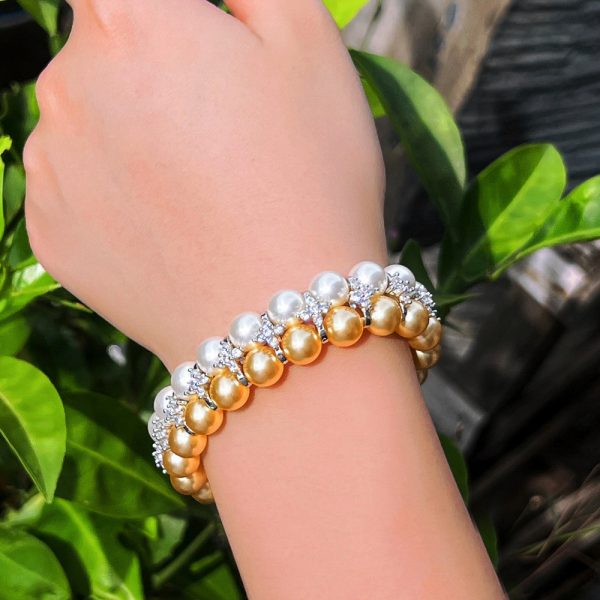 Micro Inlaid Zircon Banquet Evening Dress Shell Pearls Hand Jewelry