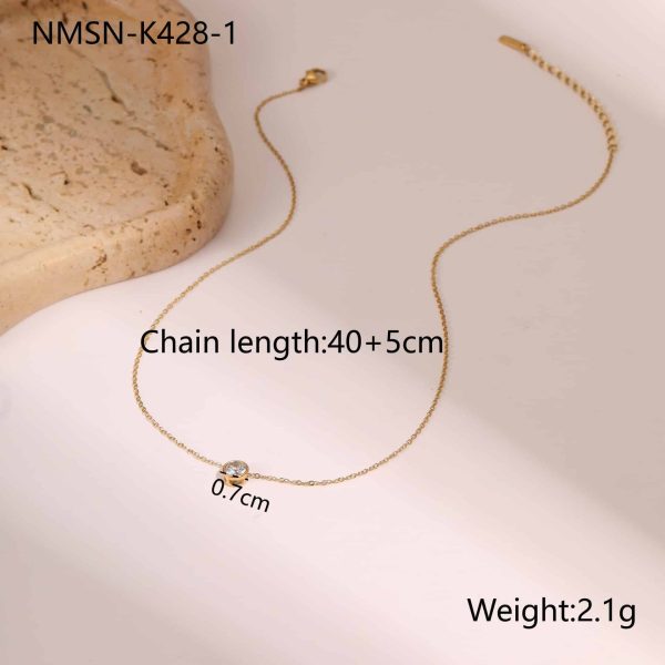 European And American Stainless Steel Necklace Gold-plated Inlaid Zircon High Sense