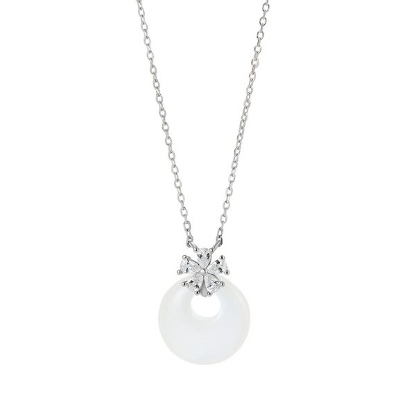 S925 Sterling Silver Chalcedony Peace Buckle Necklace