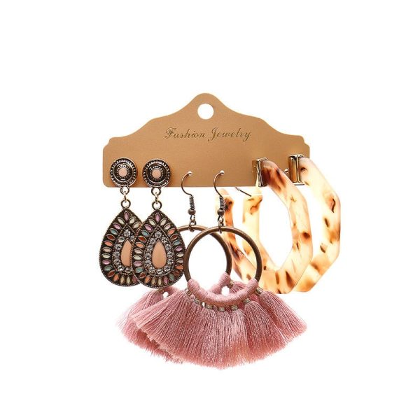 Tassel Earrings Exaggerating Circle Earrings Multiple Pieces Set