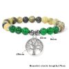 Natural Stone Bead Elastic Bracelet Tree Of Life Pendant