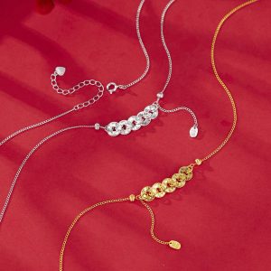 S925 Sterling Silver Mush Ice Five Emperors Coin Necklace For Women