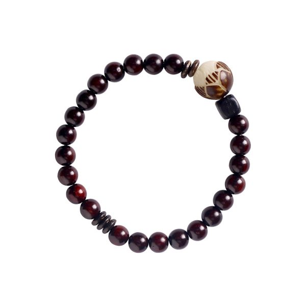 Simple All-match Natural Rosewood Double-ring Bracelet