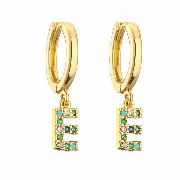 Micro-set Zircon Color Diamond Letter Earrings