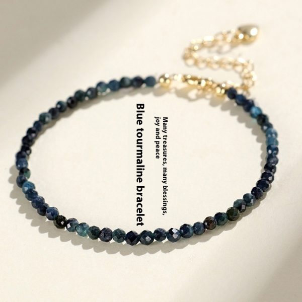 3mm Blue Tourmaline Cut Beaded Bracelet