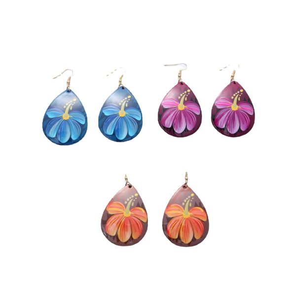 Vintage Drop-shaped Flower Acrylic Earrings