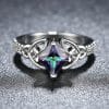 Colorful stone square diamond ring