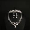 Bridal headdress, three sets of crystal flower necklace, diamond earrings, European and American Wind crown, wedding jewelry