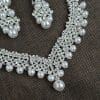 White pearl necklace diamond suit bride wedding accessories hair earrings set 0284