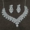 White pearl necklace diamond suit bride wedding accessories hair earrings set 0284