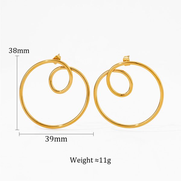 Streamlined Earrings Stainless Steel Geometric Circle Curve Earrings