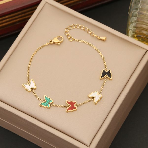 Colorized Butterfly Necklace Fashion Stainless Steel Jewelry Set