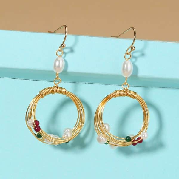 Hand-wrapped natural stone earrings